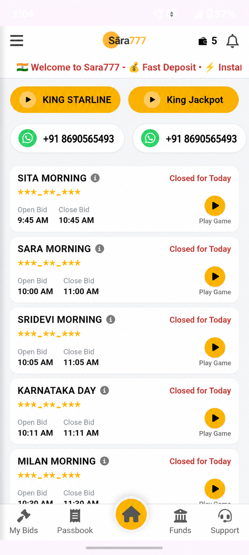 Sara777 App Screenshot